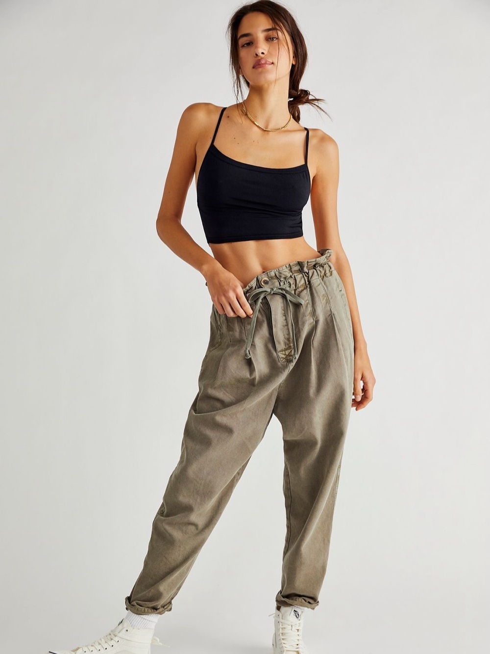 Free People Margate Pleated Trouser Sugar Kelp Green Size Small